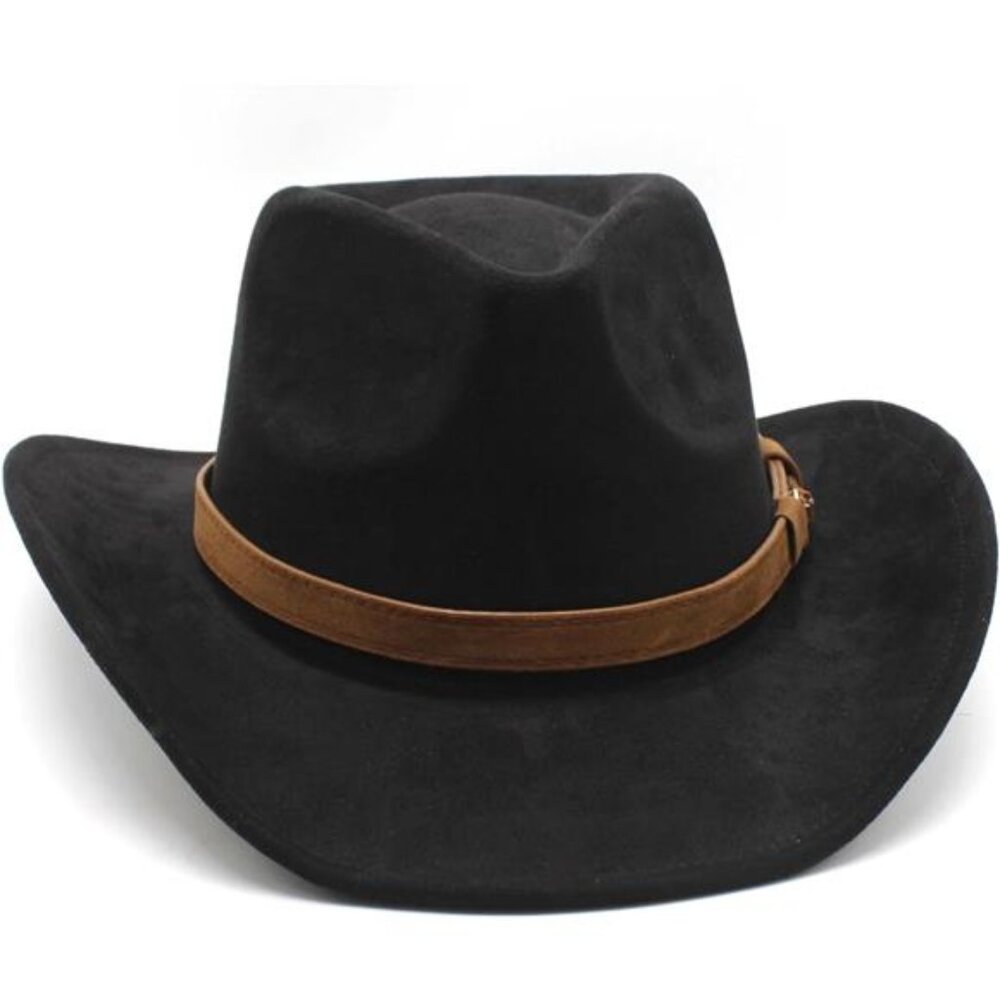 Suede Cowboy Cowgirl Hat Classic Black - Picture 5 of 5